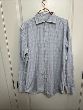 Etro Light Blue and White Checked Shirt in size 42